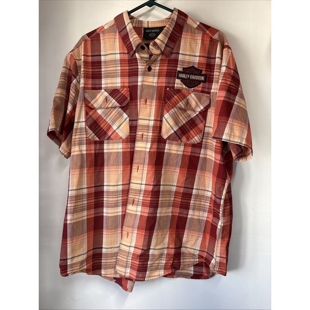 GENUINE HARLEY DAVIDSON 96616-23VM MEN'S XLARGE SHIRT WOVEN RED PLAID MERLOT